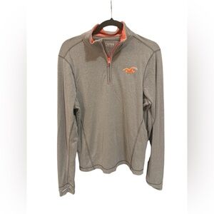 Hollister Gray Zip Up Sweater with Orange Logo